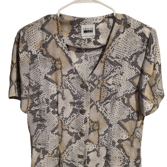 Vintage Leslie Fay Snakeskin Button Down Dress - Picture 5 of 5